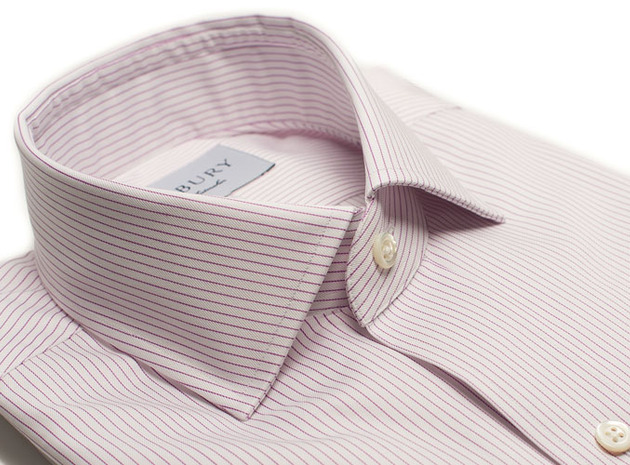 The Purple Henley Stripe Twill collar