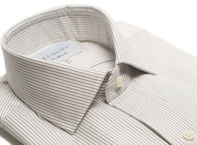 The Navy Henley Stripe Twill collar