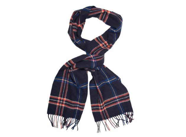 The Kinney Windowpane Lambswool Scarf collar